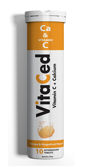 VITACED Calcium 1 g plus Vitamin C 1 g effervescent tablets pack, 10 tablets